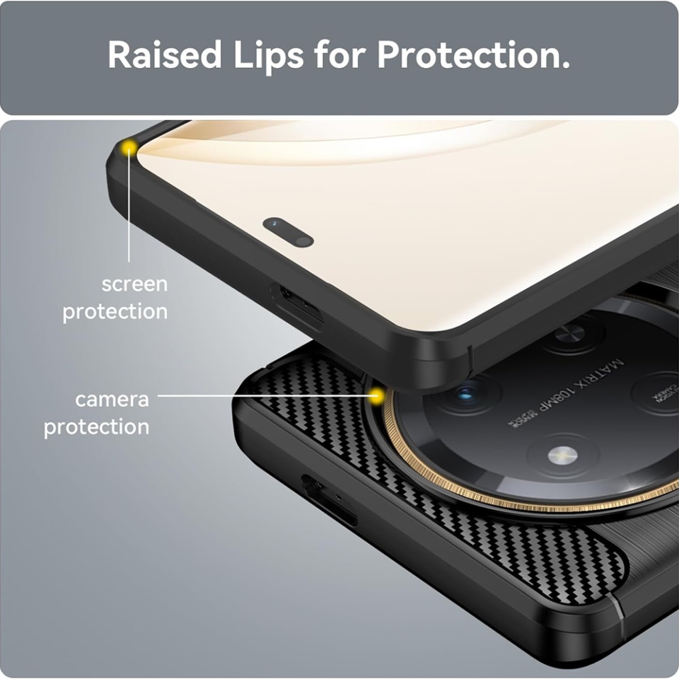 Husa pentru Honor X9c / Magic7 Lite, SKYDDAR INNOVATION, Carbon Silicone, din Silicon Slim, cu textura Fibra Carbon, set cu sticker, Negru - 3 | YEO