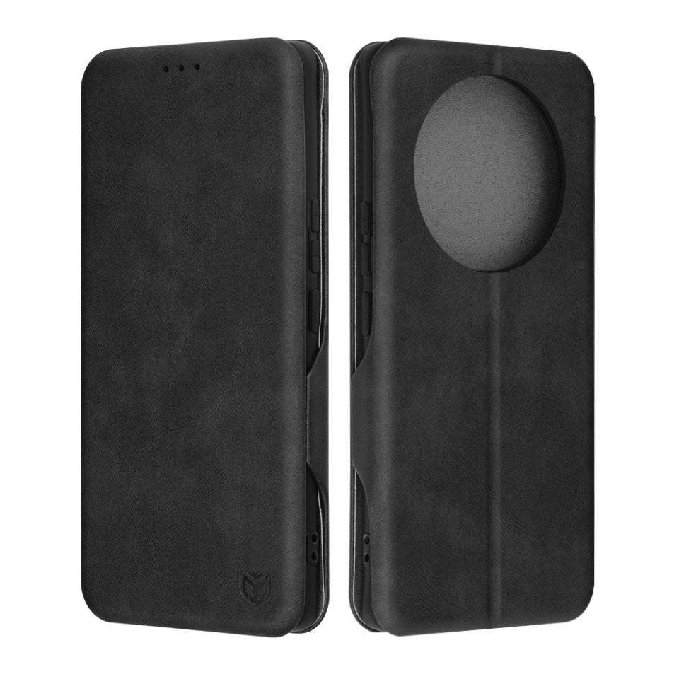 Husa pentru Honor X9c / Magic7 Lite, SKYDDAR INNOVATION, Safe Wallet tip carte din Piele Ecologica, Suport Carduri, Inchidere Magnetica, Negru, set cu sticker