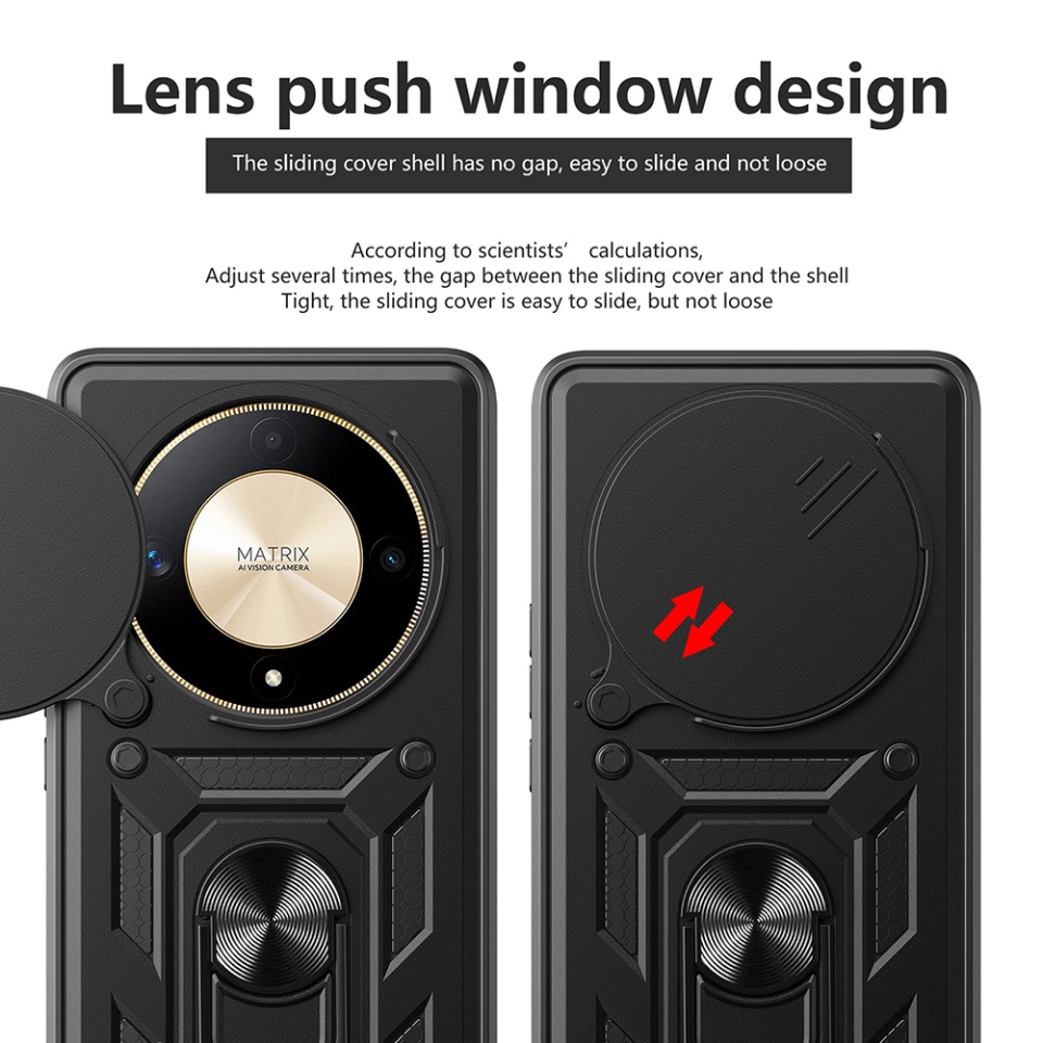 Husa pentru Huawei nova 12i / nova 13i, SKYDDAR INNOVATION, CamShield, Inel magnetic, set cu sticker, Negru - 2 | YEO