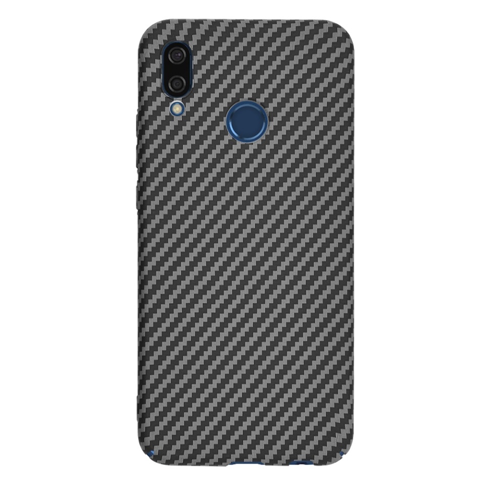 Husa pentru Huawei P20 Lite, SKYDDAR INNOVATION, textura carbon, Carbonite FiberShell, set cu sticker, Negru, - 2 | YEO
