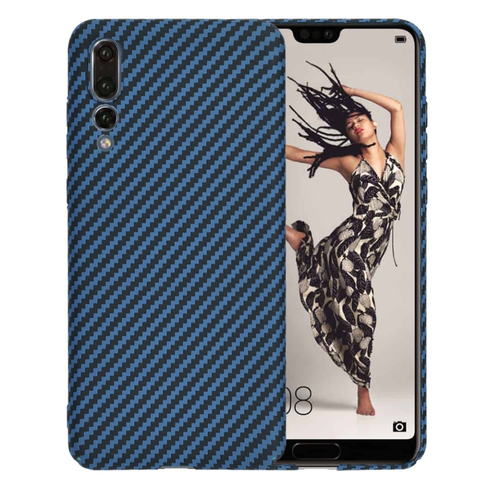 Husa pentru Huawei P20 Pro, Finisaj Premium cu Textura de Carbon, Design Elegant, SKDR CarbonFlex - Cyan
