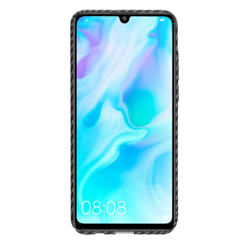 Husa pentru Huawei P30 Lite / P30 Lite New Edition, Finisaj Premium cu Textura de Carbon, Design Elegant, SKDR CarbonFlex - Negru - 1 | YEO