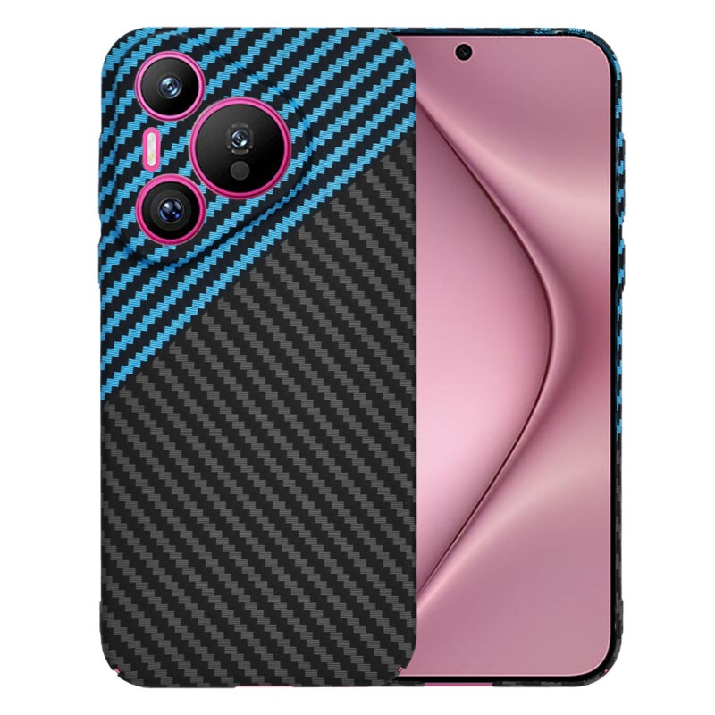 Husa pentru Huawei Pura 70, Finisaj Premium cu Textura de Carbon, Design Elegant, SKDR CarbonFlex - Bleu