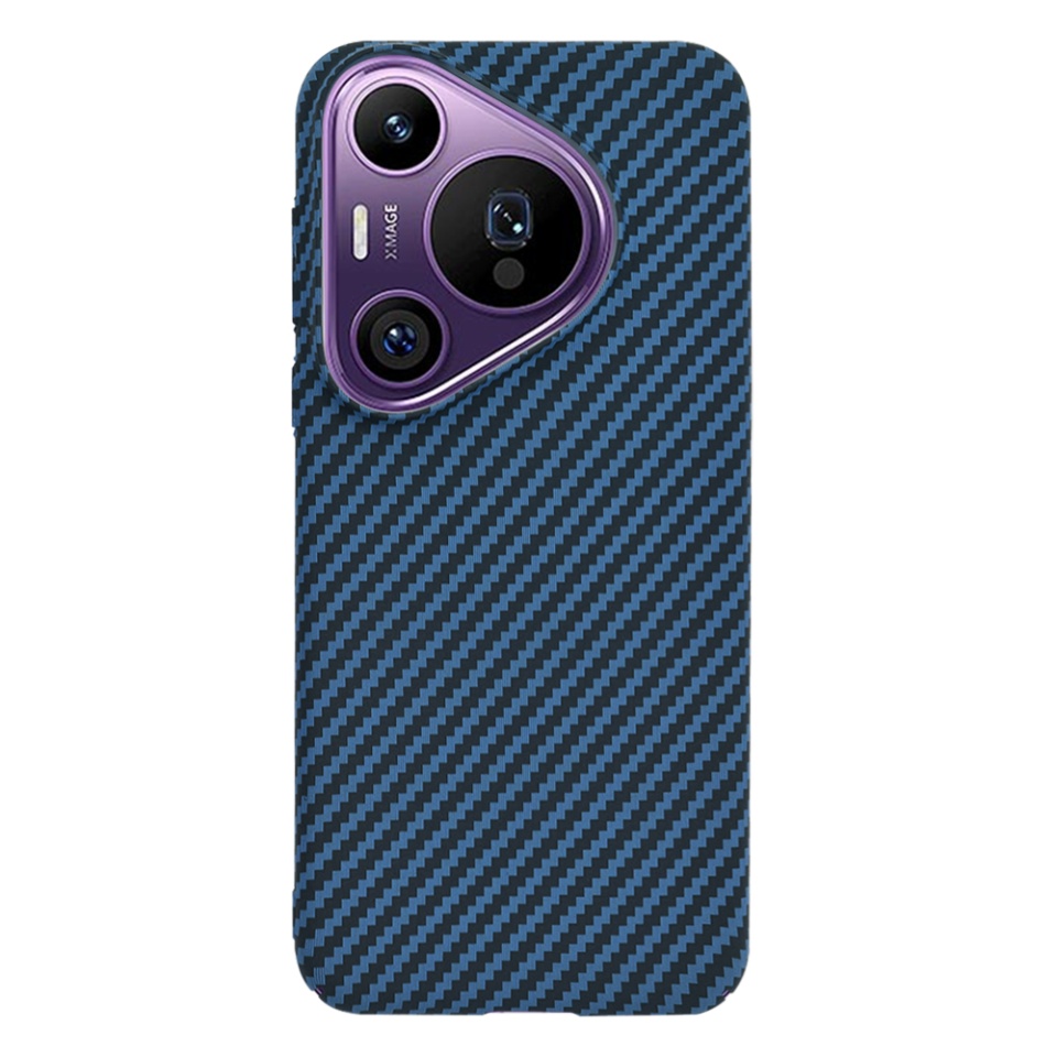 Husa pentru Huawei Pura 70 Pro, Finisaj Premium cu Textura de Carbon, Design Elegant, SKDR CarbonFlex - Cyan - 3 | YEO