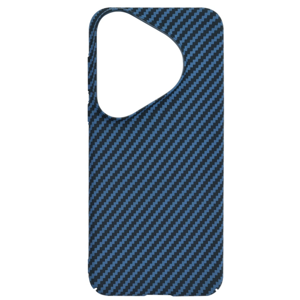 Husa pentru Huawei Pura 70 Pro, SKYDDAR INNOVATION, textura carbon, Carbonite FiberShell, set cu sticker, Cyan, - 3 | YEO