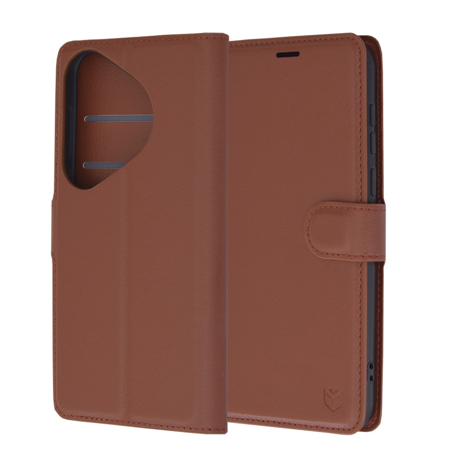 Husa pentru Huawei Pura 70 Pro tip Carte, cu Portofel Interior, Finisaje Premium, SKYDDAR Leather Wallet - Maro