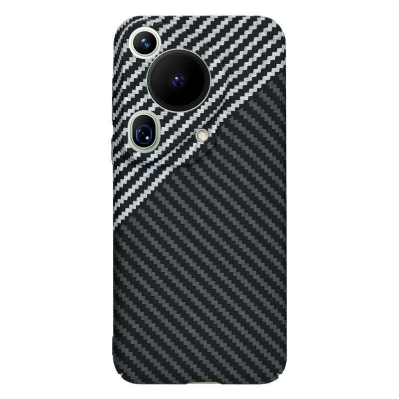 Husa pentru Huawei Pura 70 Ultra, Finisaj Premium cu Textura de Carbon, Design Elegant, SKDR CarbonFlex - Gri - 2 | YEO