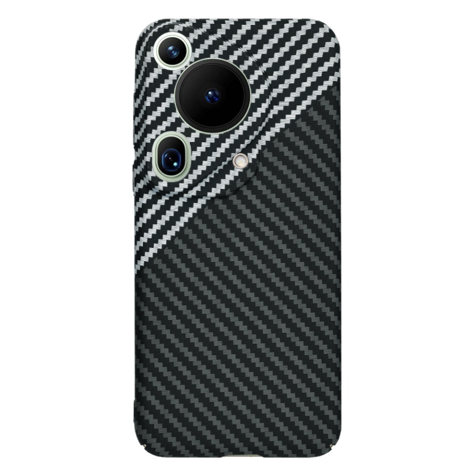 Husa pentru Huawei Pura 70 Ultra, SKYDDAR INNOVATION, textura carbon, Carbonite FiberShell, set cu sticker, Gri, - 2 | YEO