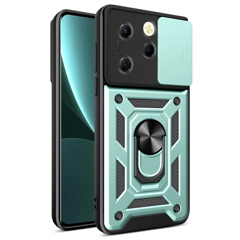 Husa pentru Infinix Hot 40 / Hot 40 Pro / Tecno Spark 20 Pro cu inel magnetic si protectie camera Skyddar CamShield - Verde