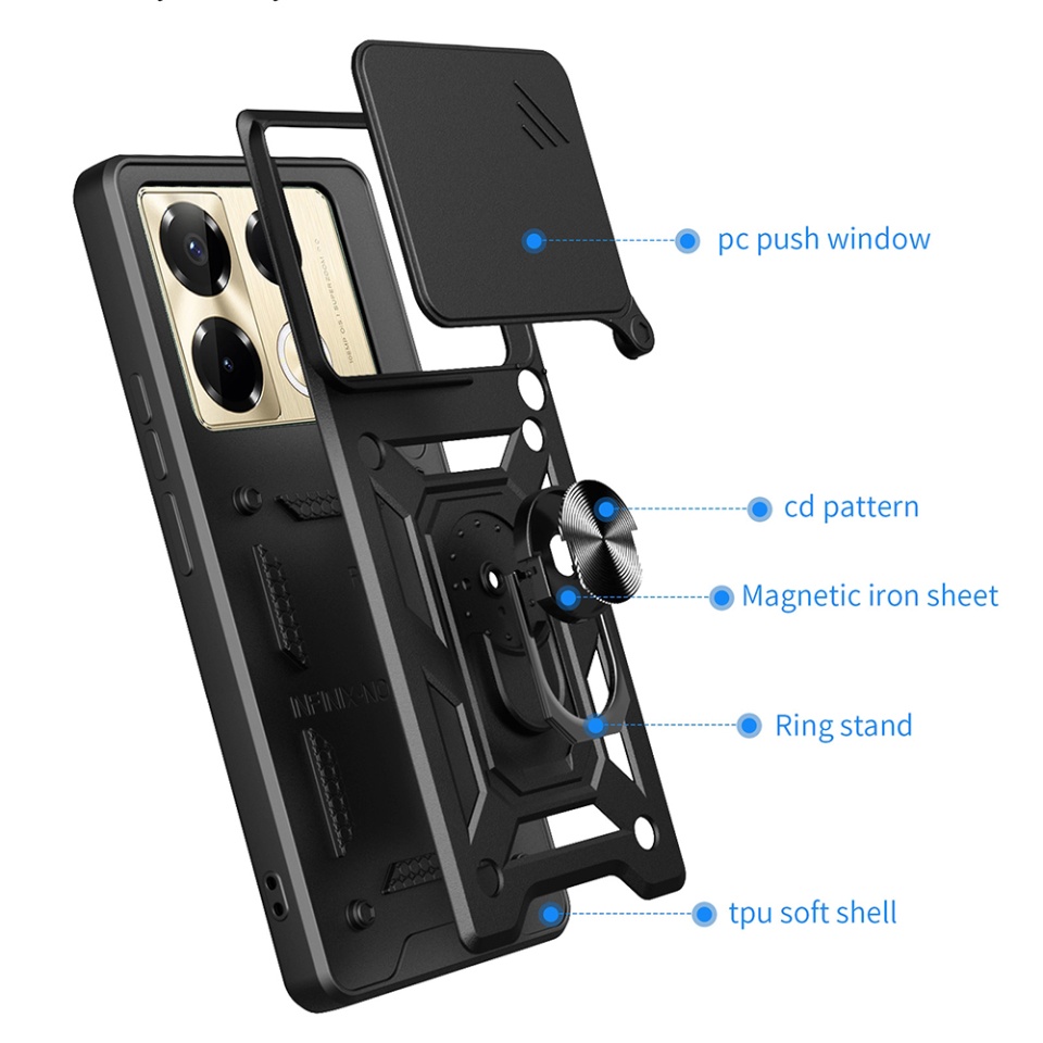 Husa pentru Infinix Note 40 Pro 4G cu inel magnetic si protectie camera Skyddar CamShield - Verde - 2 | YEO