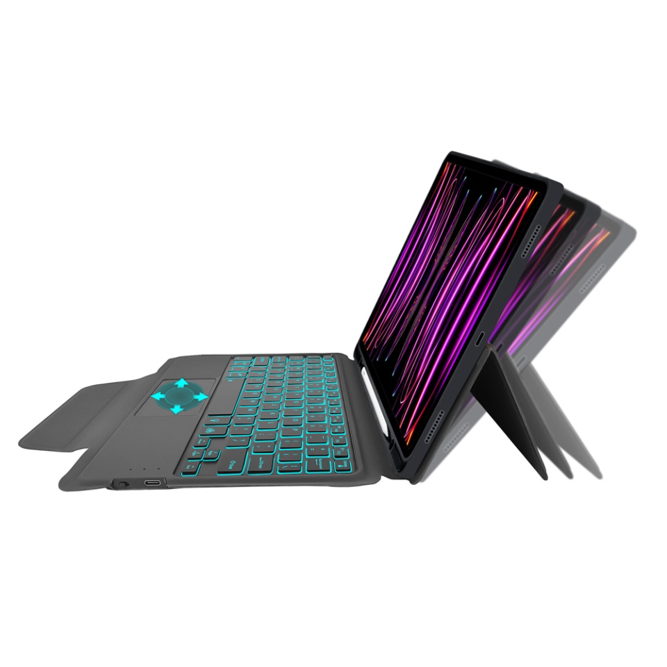 Husa pentru iPad Pro 11 (2018 / 2020 / 2021 / 2022) cu Tastatura Bluetooth si Protectie 360°, SKDR TabTop Pro - Negru - 3 | YEO