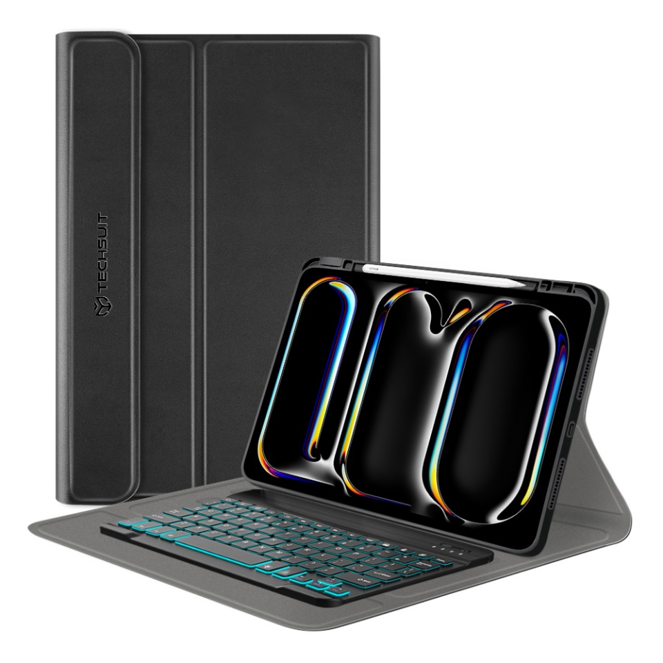 Husa pentru iPad Pro 13 (2024) cu Tastatura Bluetooth si Protectie 360°, SKDR DuoSmart Cover - Negru