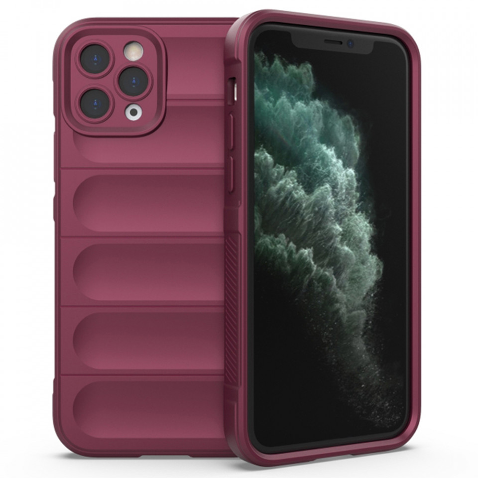 Husa pentru iPhone 11 Pro Max eleganta, din silicon mat, SKDR Vogue - Bordo