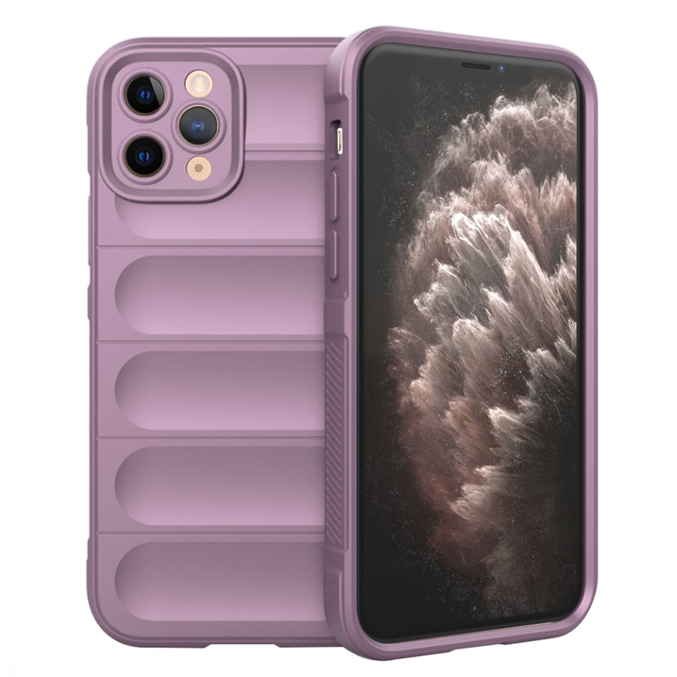 Husa pentru iPhone 11 Pro, SKYDDAR INNOVATION, Vogue, din Silicon Mat, Mov, set cu sticker