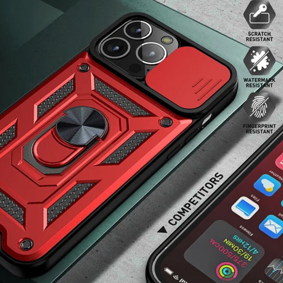 Husa pentru iPhone 12 / 12 Pro, SKYDDAR INNOVATION, CamShield, Negru, set cu sticker - 3 | YEO