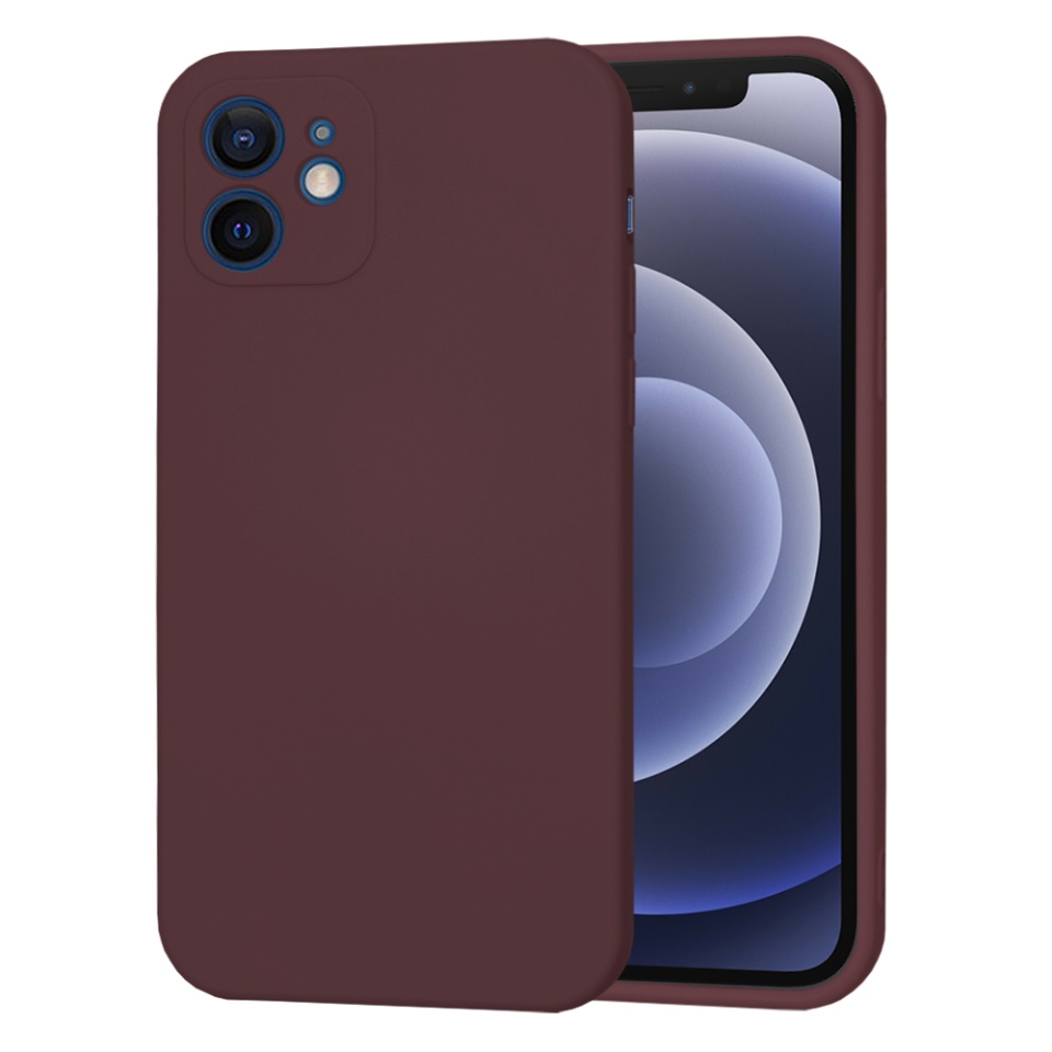 Husa pentru iPhone 12 din Silicon Catifelat, Protectie Premium, Skyddar SoftElegance MagSafe - Bordo