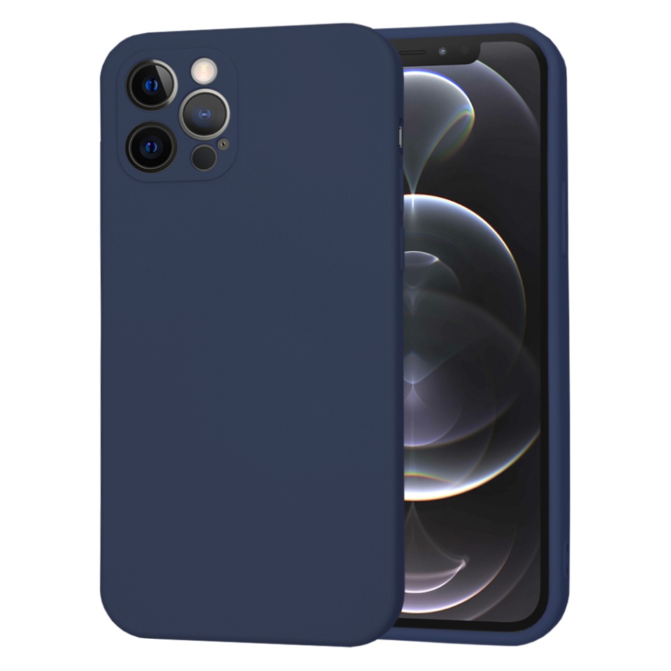 Husa pentru iPhone 12 Pro din Silicon Catifelat, Protectie Premium, Skyddar SoftElegance MagSafe - Bleumarin