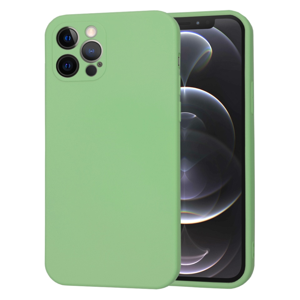Husa pentru iPhone 12 Pro din Silicon Catifelat, Protectie Premium, Skyddar SoftElegance MagSafe - Verde deschis