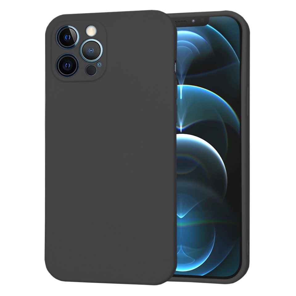 Husa pentru iPhone 12 Pro Max din Silicon Catifelat, Protectie Premium, Skyddar SoftElegance MagSafe - Negru