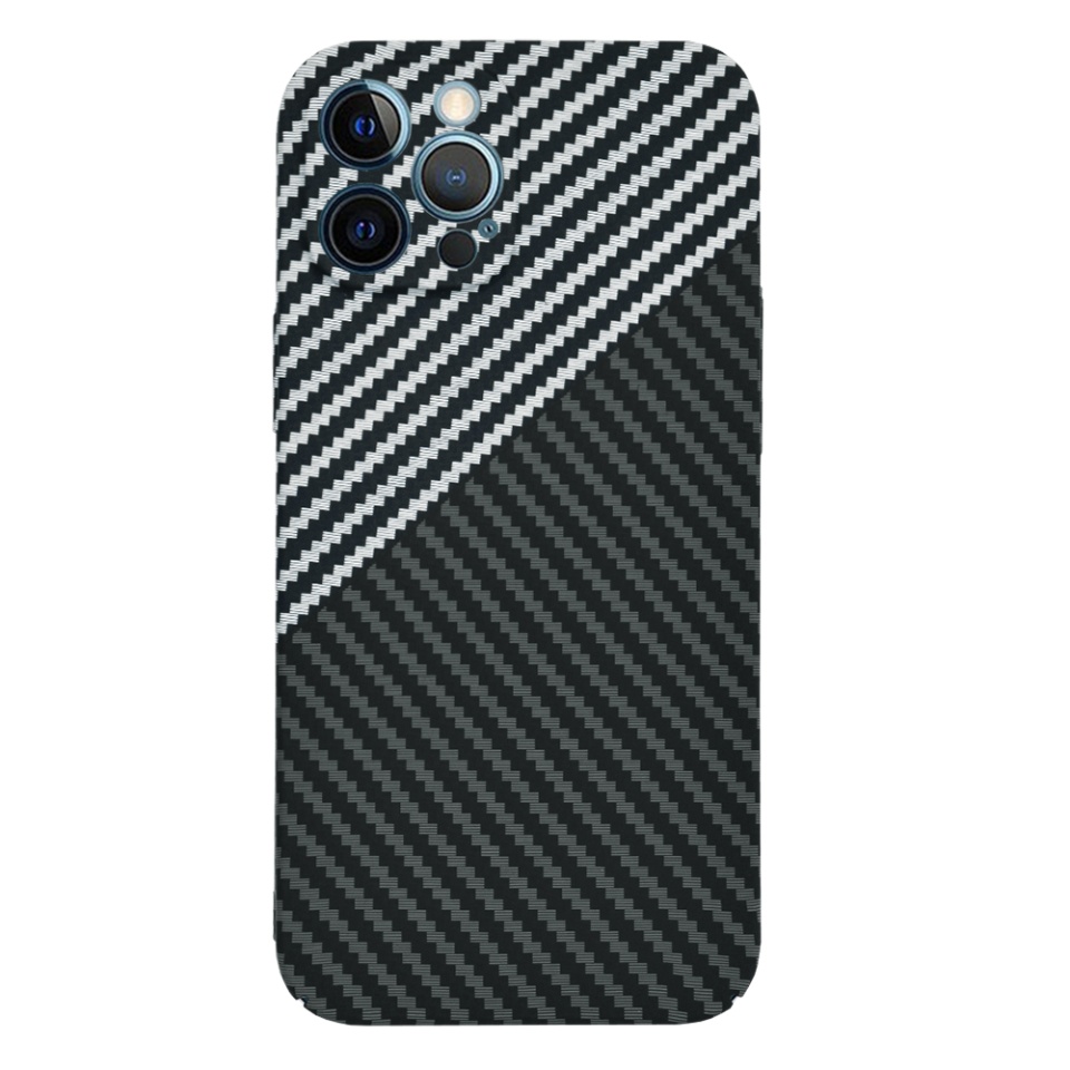 Husa pentru iPhone 12 Pro Max, Finisaj Premium cu Textura de Carbon, Design Elegant, SKDR CarbonFlex - Gri - 1 | YEO