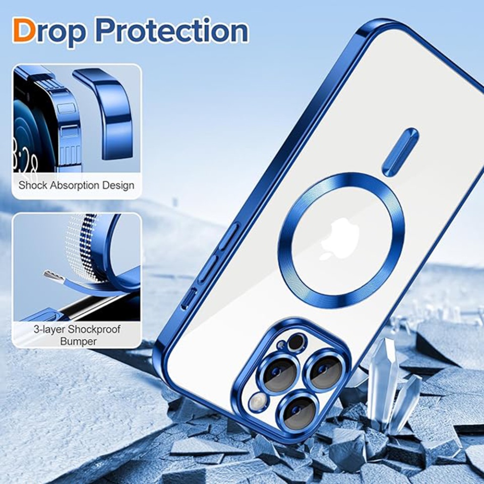 Husa pentru iPhone 12 Pro Max, SKYDDAR INNOVATION, Luxury Shield Magsafe, Protectie Antisoc, Argintiu, set cu sticker - 2 | YEO