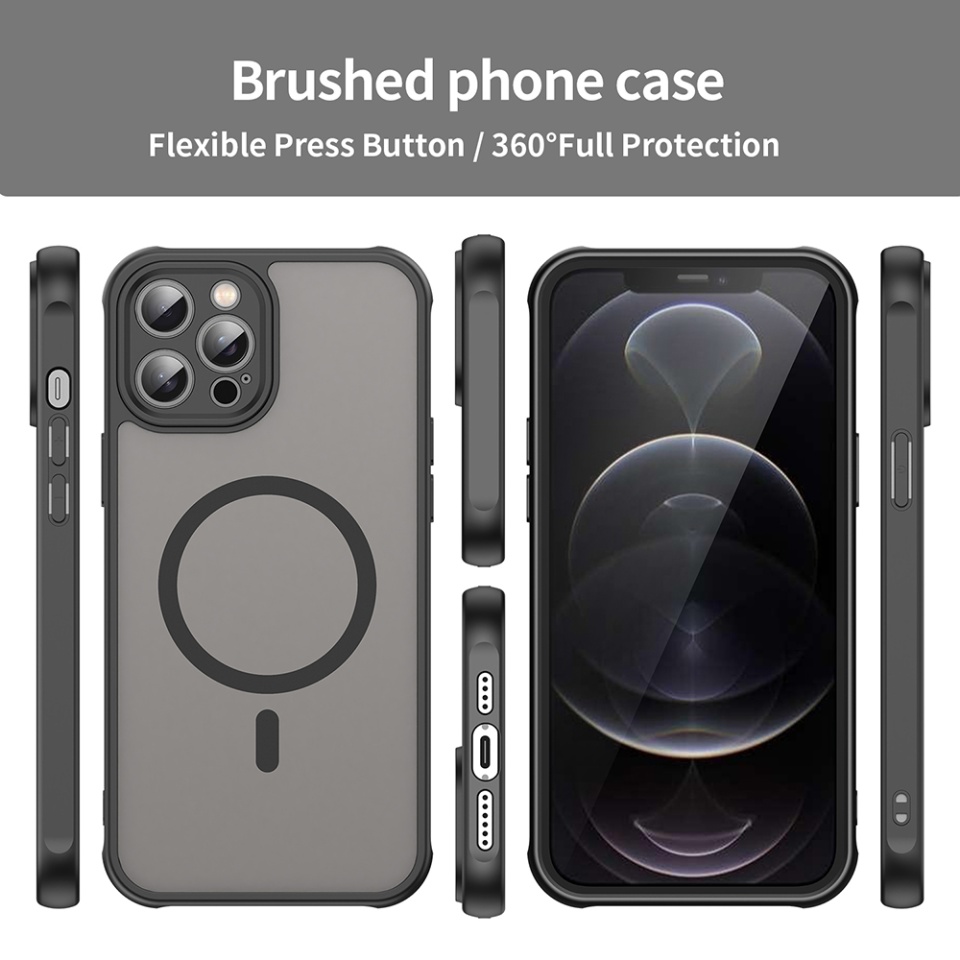 Husa pentru iPhone 12 Pro, SKYDDAR INNOVATION, HaloFrost MagSafe II, Antisoc, set cu sticker, Negru - 3 | YEO