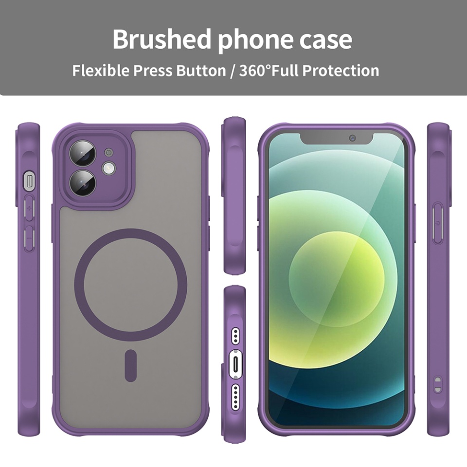 Husa pentru iPhone 12, SKYDDAR INNOVATION, HaloFrost MagSafe II, Antisoc, set cu sticker, Mov - 3 | YEO