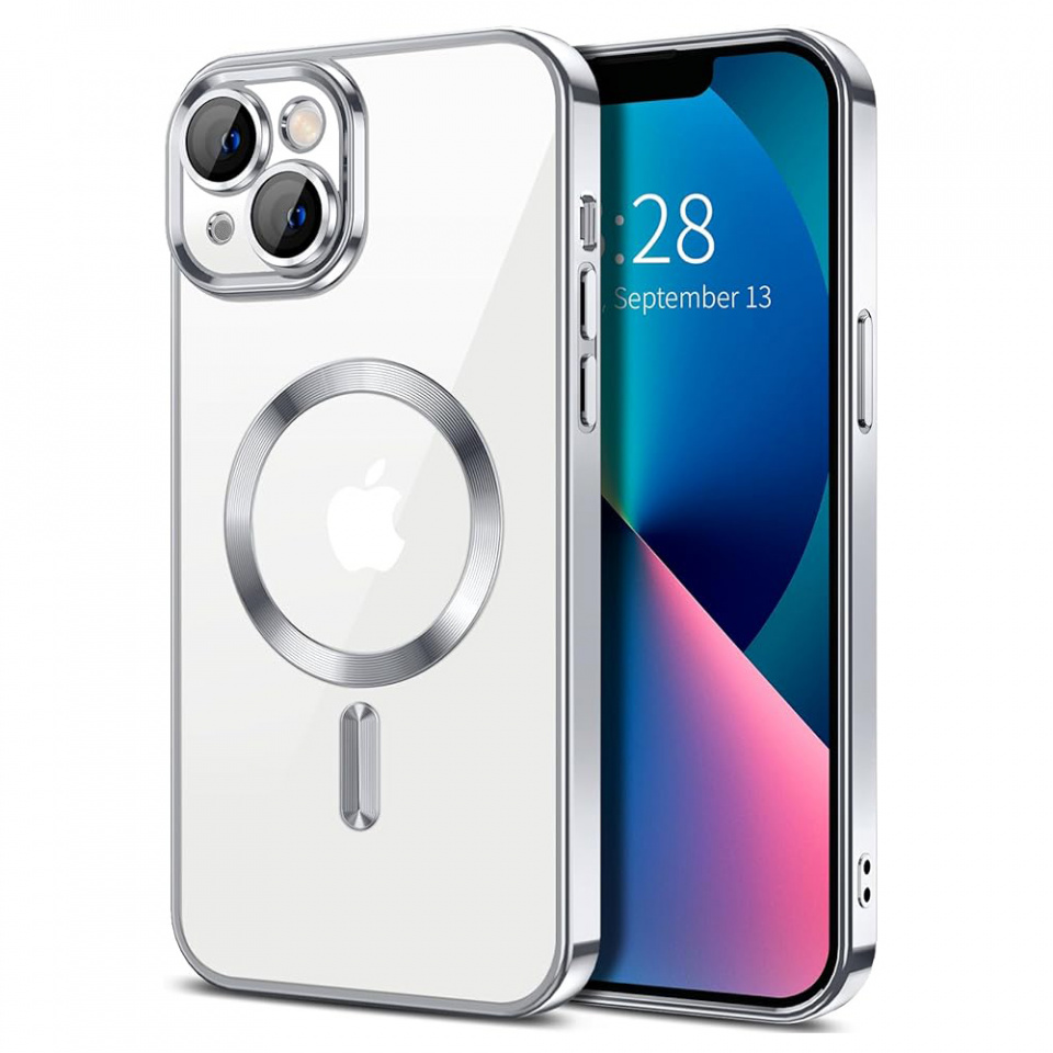 Husa pentru iPhone 13 cu Magsafe integrat, SKYDDAR Luxury Shield - Argintiu