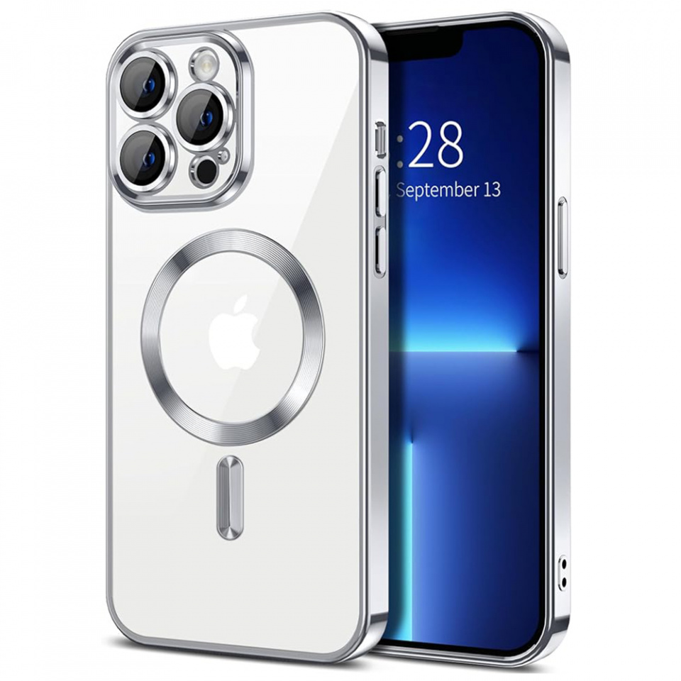 Husa pentru iPhone 13 Pro cu Magsafe integrat, SKYDDAR Luxury Shield - Argintiu