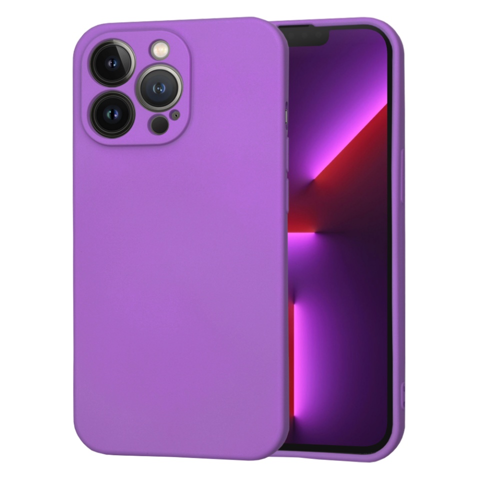 Husa pentru iPhone 13 Pro din Silicon Catifelat, Protectie Premium, Skyddar SoftElegance - Mov