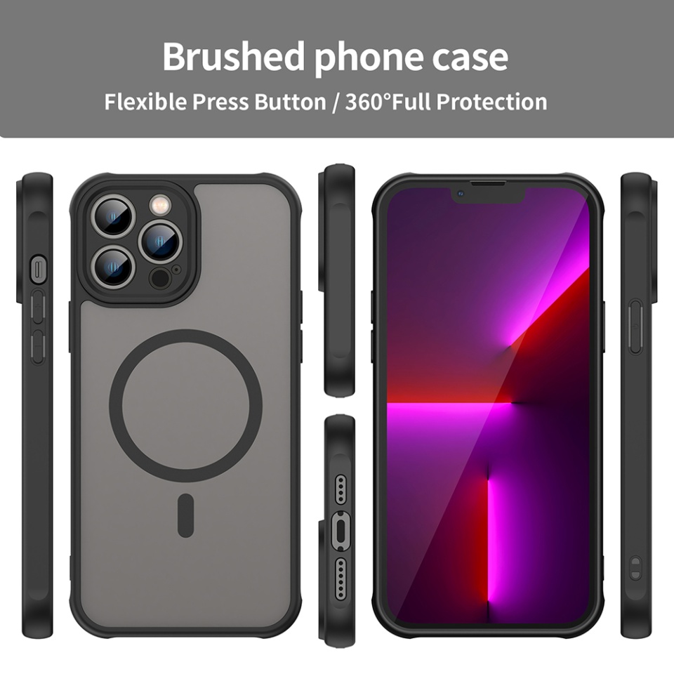 Husa pentru iPhone 13 Pro Max, SKYDDAR INNOVATION, HaloFrost MagSafe II, Antisoc, set cu sticker, Negru - 3 | YEO