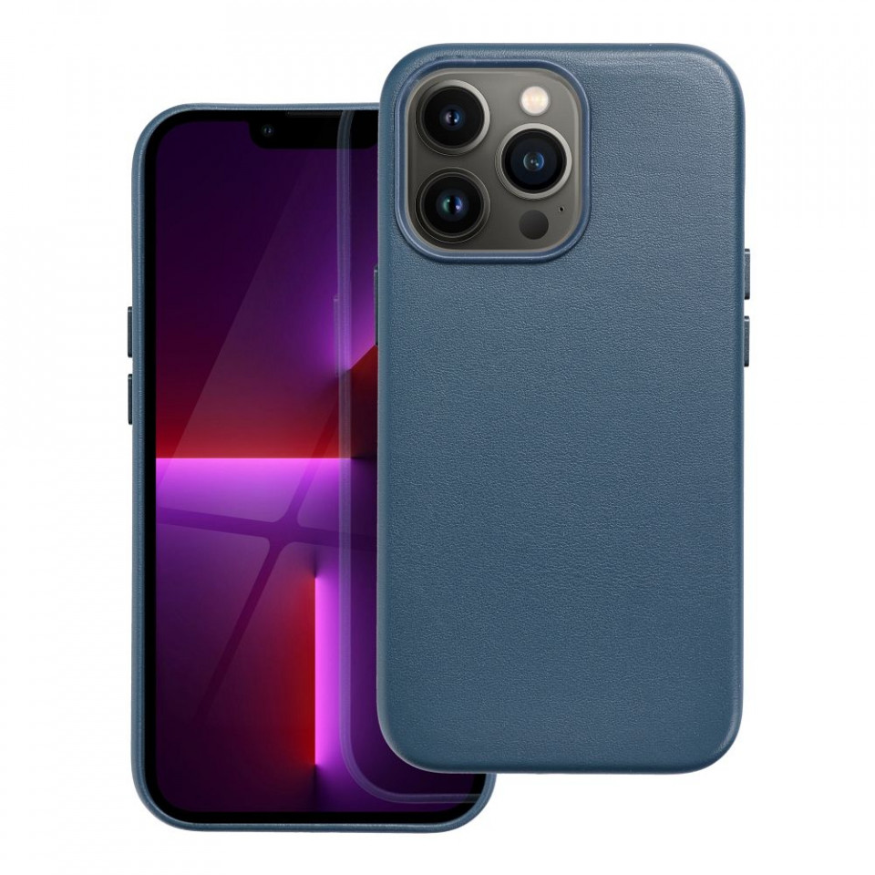 Husa pentru iPhone 13 Pro piele ecologica Mag Safe, Skyddar Leather - Indigo Albastru