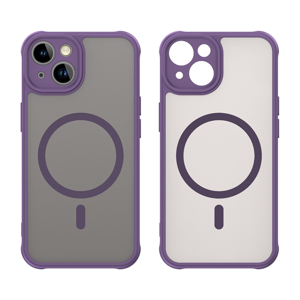 Husa pentru iPhone 13, SKYDDAR INNOVATION, HaloFrost MagSafe II, Antisoc, set cu sticker, Mov - 1 | YEO