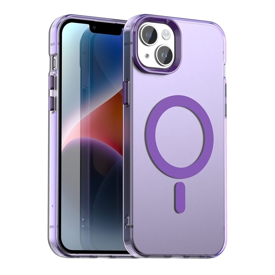 Husa pentru iPhone 13, SKYDDAR INOVATION, CandyCase, Magsafe, set cu sticker, Mov