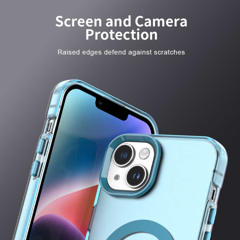 Husa pentru iPhone 13, SKYDDAR INOVATION, CandyCase, Magsafe, set cu sticker, Albastru - 5