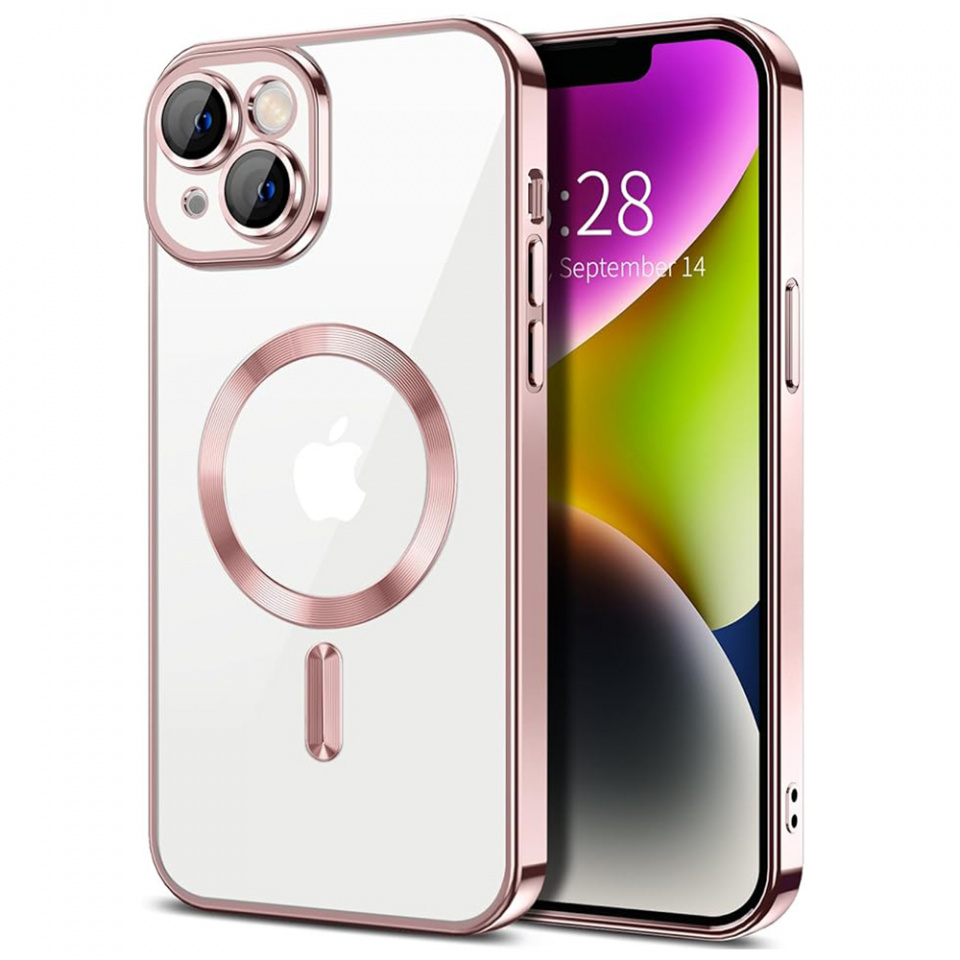 Husa pentru iPhone 14 cu Magsafe integrat, SKYDDAR Luxury Shield - Roz