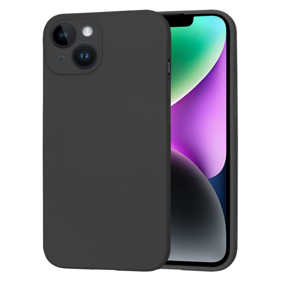 Husa pentru iPhone 14 din Silicon Catifelat, Protectie Premium, Skyddar SoftElegance MagSafe - Negru