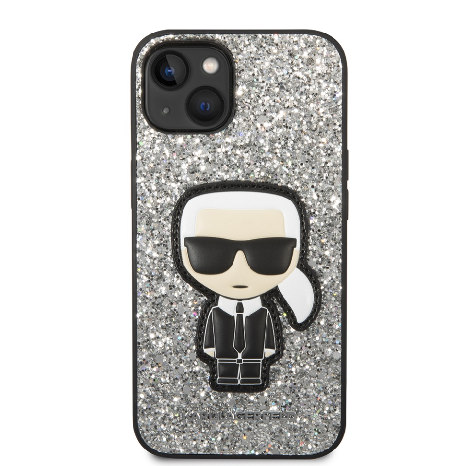 Husa pentru iPhone 14, Hardcase Glitter, Karl Lagerfeld, Argintiu - 2 | YEO