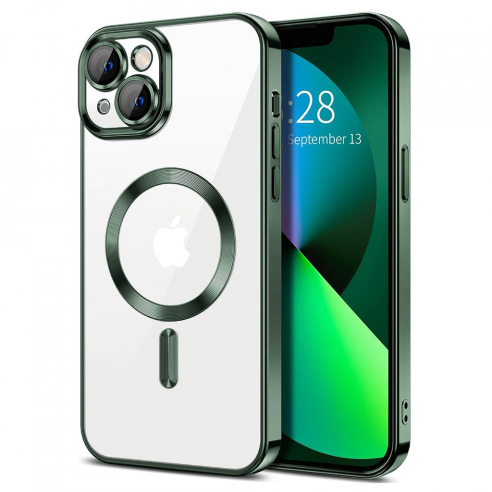 Husa pentru iPhone 14 Plus cu Magsafe integrat, SKYDDAR Luxury Shield - Verde inchis