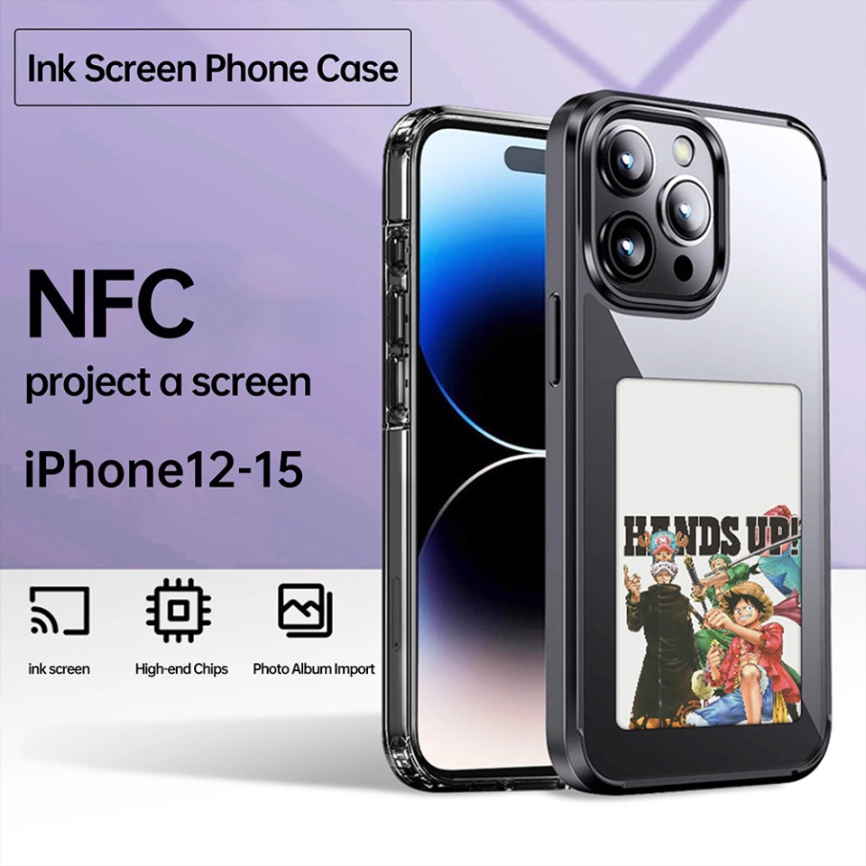Husa pentru iPhone 14 Pro cu ecran NFC E-Ink, Silicon, SKDR SmartCover - Negru - 1 | YEO