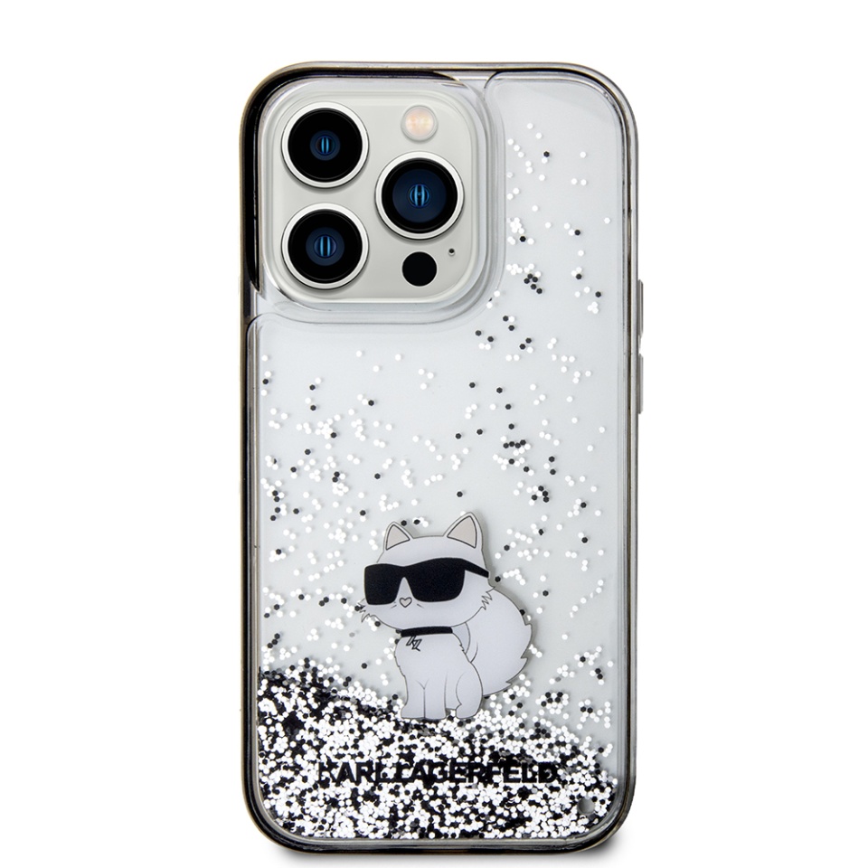 Husa pentru iPhone 14 Pro, Hardcase Liquid Glitter, Karl Lagerfeld - Negru Sclipici - 2 | YEO