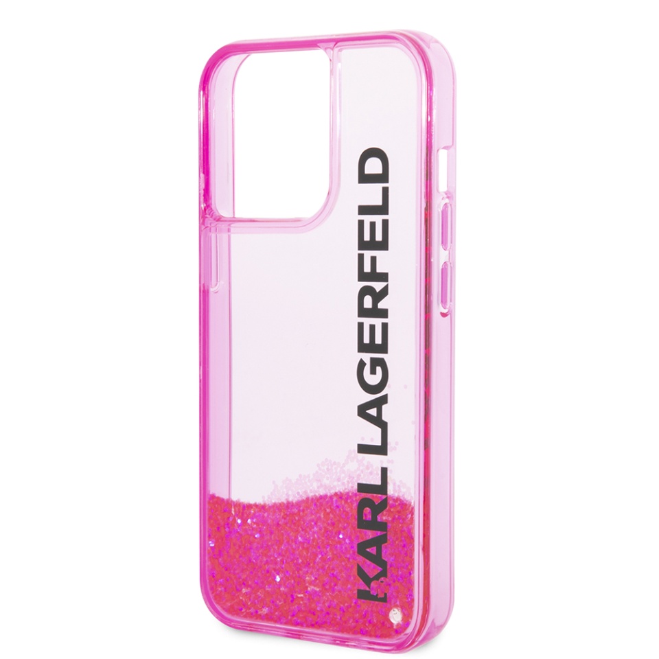 Husa pentru iPhone 14 Pro, Hardcase Liquid Glitter, Karl Lagerfeld - Roz - 1 | YEO