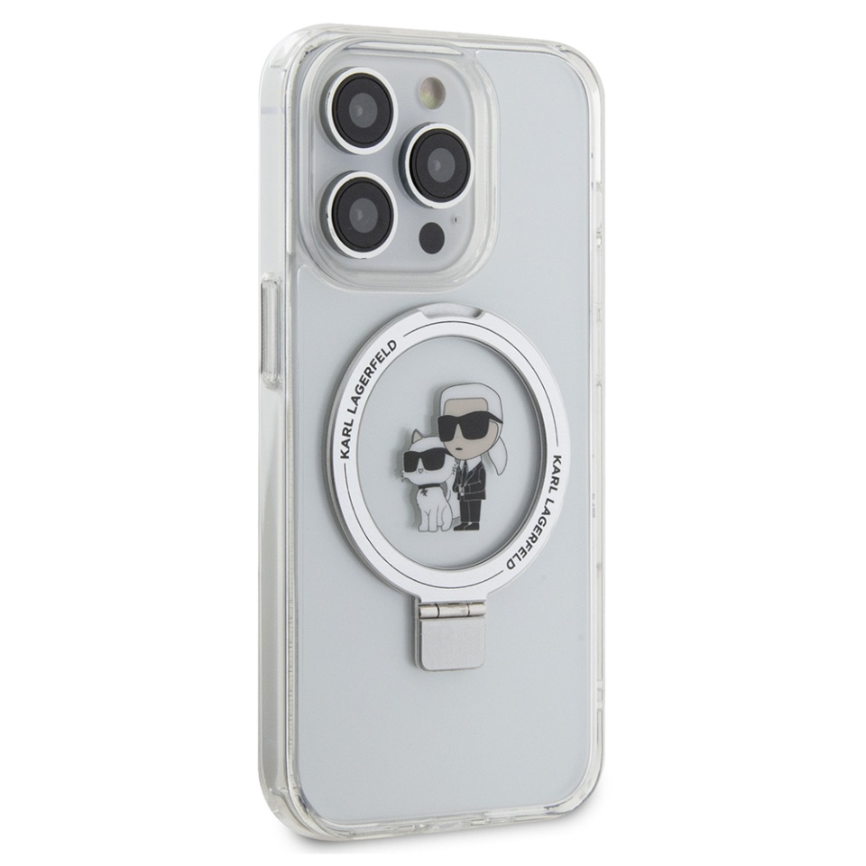 Husa pentru iPhone 14 Pro, Hardcase Ring Stand MagSafe, Karl Lagerfeld - Alb - 3 | YEO