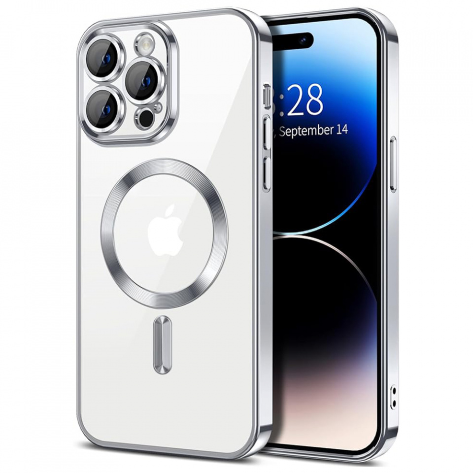 Husa pentru iPhone 14 Pro Max cu Magsafe integrat, SKYDDAR Luxury Shield - Argintiu