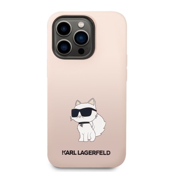 Husa pentru iPhone 14 Pro Max, Silicone, Karl Lagerfeld, Roz - 2 | YEO