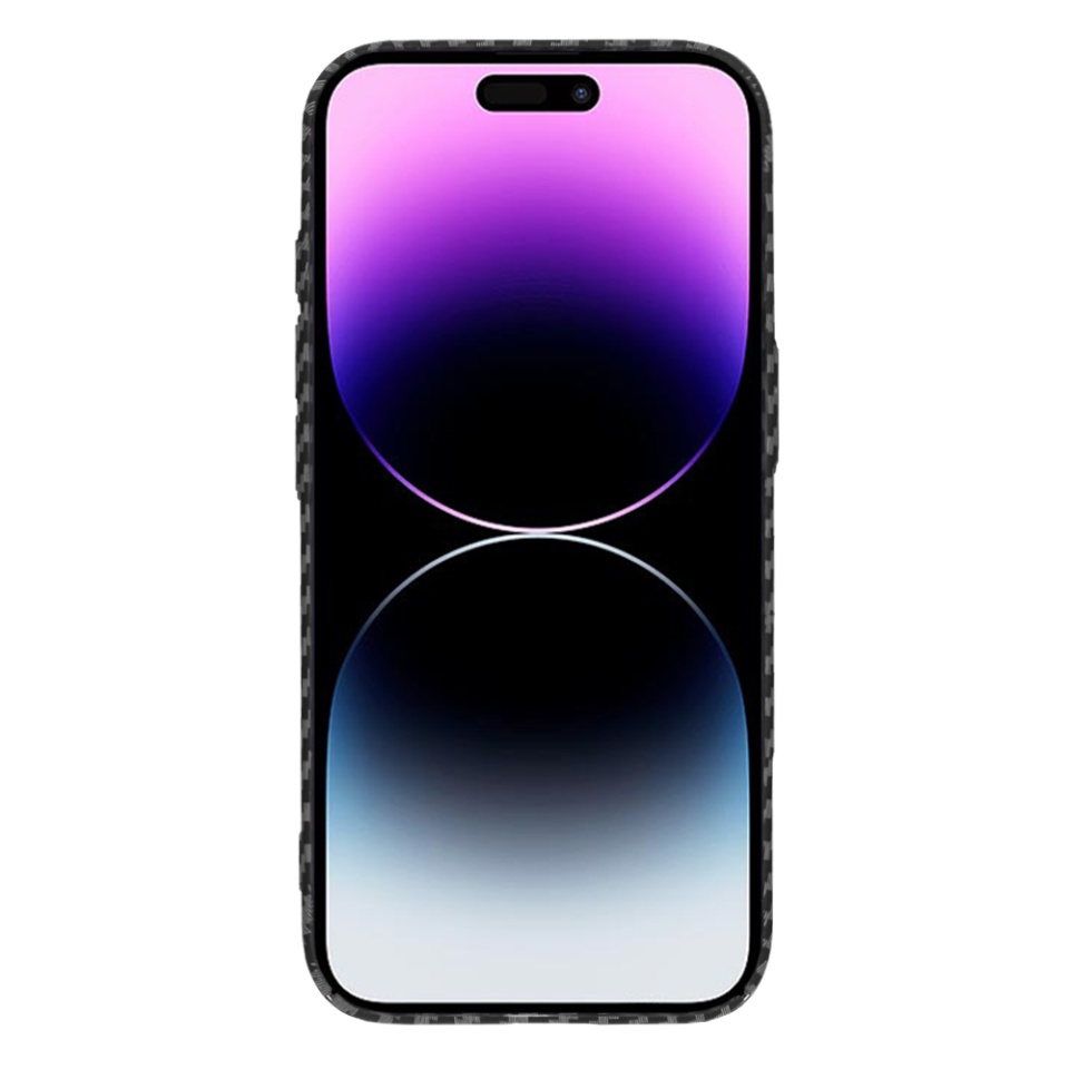 Husa pentru iPhone 14 Pro Max, SKYDDAR INNOVATION, textura carbon, Carbonite FiberShell, Negru, set cu sticker - 1 | YEO