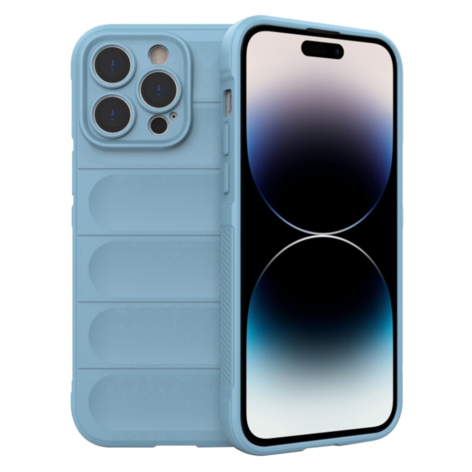 Husa pentru iPhone 14 Pro, SKYDDAR INNOVATION, Vogue, din Silicon Mat, Bleu, set cu sticker