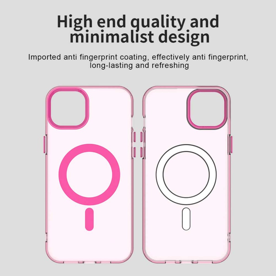 Husa pentru iPhone 14, SKYDDAR INOVATION, CandyCase, Magsafe, set cu sticker, Roz - 2 | YEO