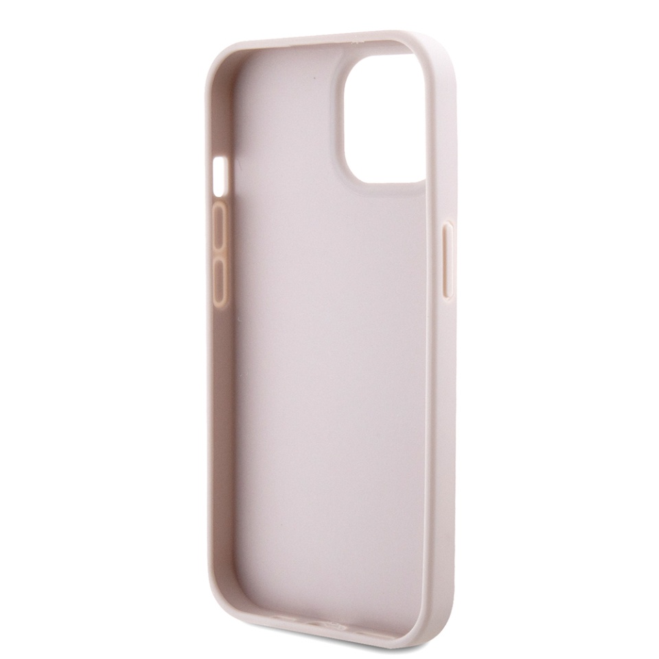 Husa pentru iPhone 15 cu snur, Leather Metal Logo Strass Crossbody, Guess - Roz - 3 | YEO