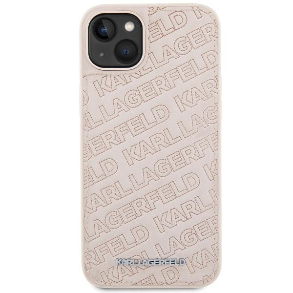 Husa pentru iPhone 15, Diagonal Quilted K Pattern, Karl Lagerfeld, Roz - 3 | YEO
